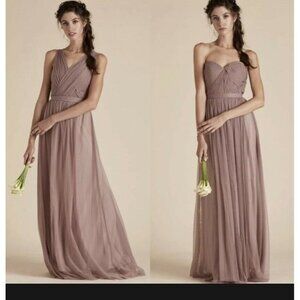 BIRDY GREY Christina Long Bridesmaid Dress Sandy Mauve Size XS Convertible NEW